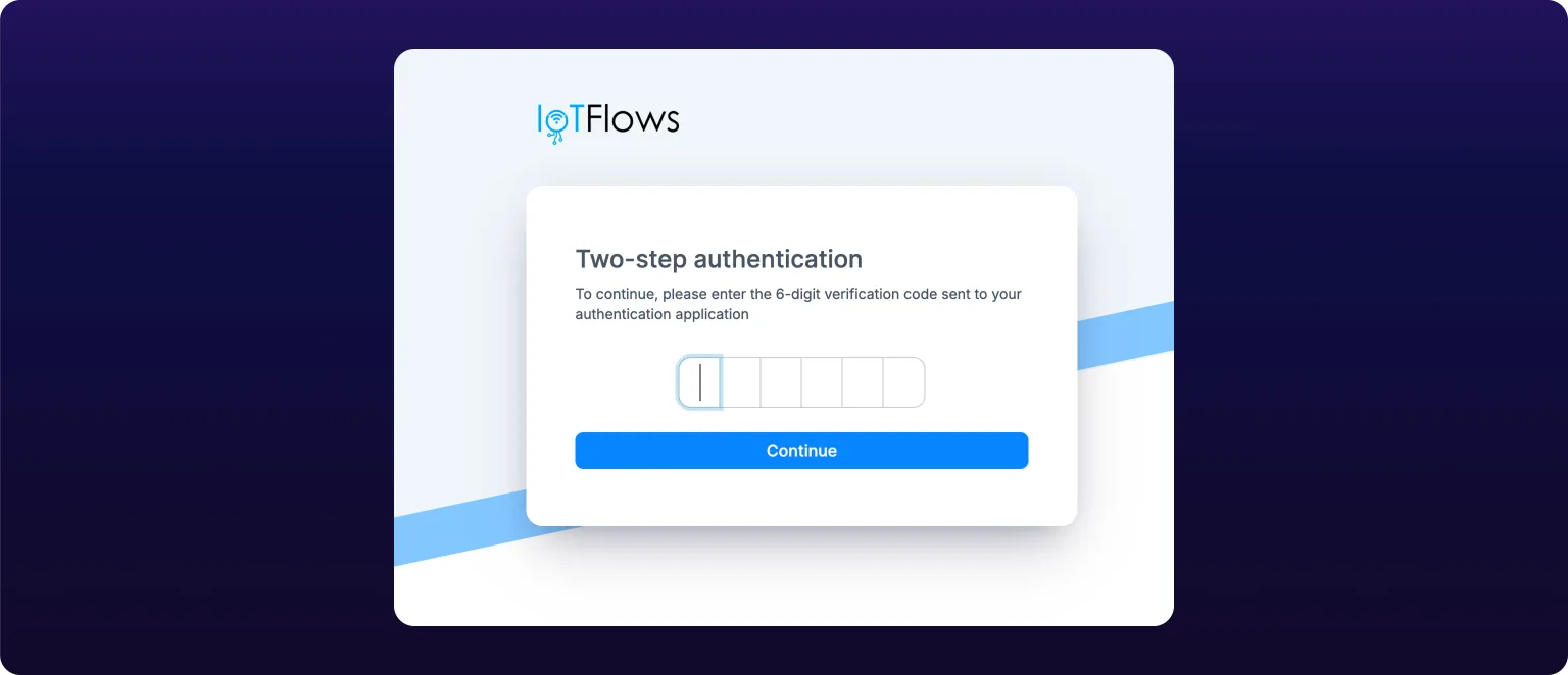 The Two-step authentication screen with six single-digit code boxes
