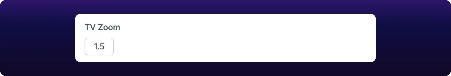 A cropped detail of the Send URL Link modal showing the TV Zoom label above a small number field reading 1.5