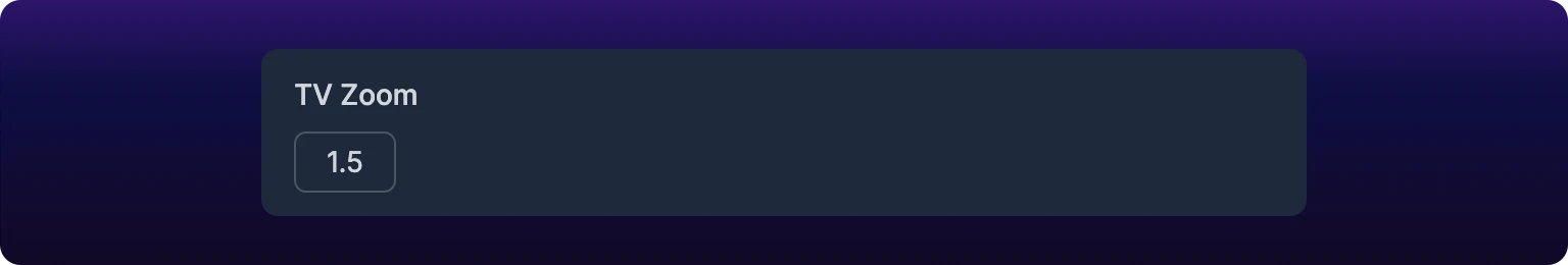 A cropped detail of the Send URL Link modal showing the TV Zoom label above a small number field reading 1.5