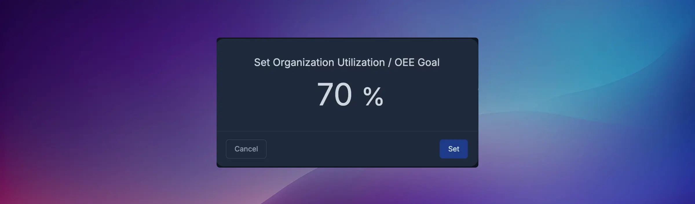Organization OEE goal setting modal